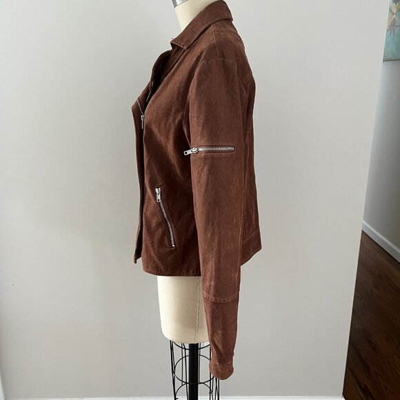 Miami Brown Suede Zippered Jacket Coat Size Medium - Picture 2 of 8